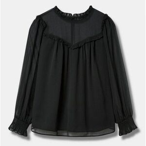 Torrid Crinkle Chiffon Ruffle Blouson Sleeve Blouse